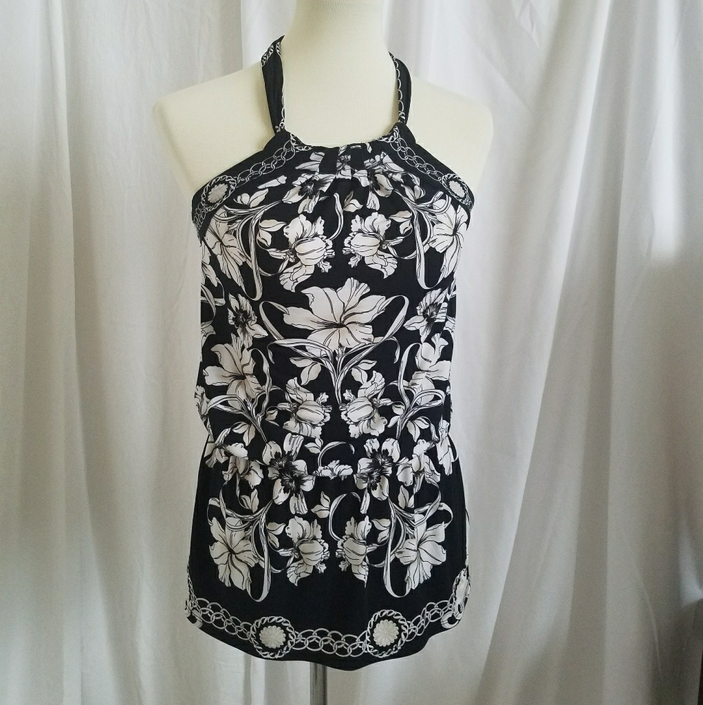 WHBM XS TRopical Flower Halter Top